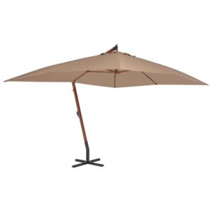 VidaXL Cantilever Umbrella with Wooden Pole 400x300 cm Taupe
