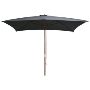 VidaXL Outdoor Parasol with Wooden Pole 200x300 cm Anthracite