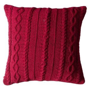 Walton Cable Knit Cushion - Red