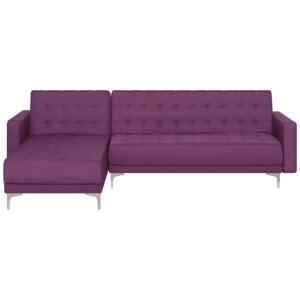 Corner Sofa Bed Purple Tufted Fabric Modern L-Shaped Modular 4 Seater Right Hand Chaise Longue Beliani