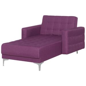 Chaise Lounge Purple Tufted Fabric Modern Living Room Reclining Day Bed Silver Legs Track Arms Beliani
