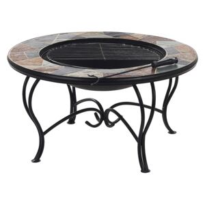 Outdoor Fire Pit Multicolour Top Black Steel Legs Ceramic Round for Charcoal Garden BBQ Beliani