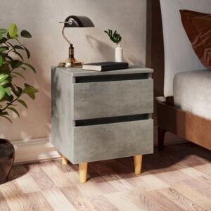 VidaXL Bed Cabinet with Solid Pinewood Legs Concrete Grey 40x35x50 cm
