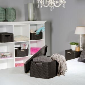 Storage basket with lid Rattan Style L 44 x 33 x 24 cm dark grey CURVER