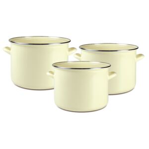 Set of 3 cream enamel pots VIGO