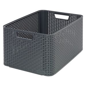 Storage basket Rattan Style L 43,6 x 32,6 x 23 cm dark grey CURVER