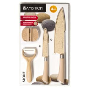 Set of knives with sharpener Stone 4pcs AMBITION