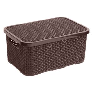 Storage basket with lid Rattan 10 L brown BRANQ