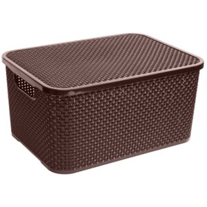 Storage basket with lid Rattan 19 L brown BRANQ