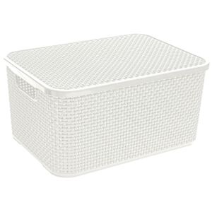 Storage basket with lid Rattan 10 L beige BRANQ