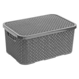 Storage basket with lid Rattan 7 L anthracite BRANQ