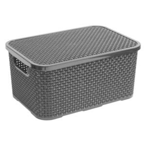 Storage basket with lid Rattan 10 L anthracite BRANQ