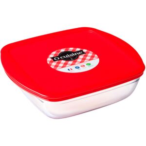 Heat resistant dish with plastic lid 25 x 22 x 7 cm OCUISINE
