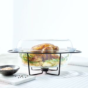 Glass casserole dish with warmer Saule oval 4,5 l AMBITION