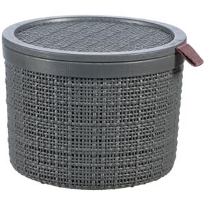 Storage basket with lid round Jute 17 x 13 cm gray CURVER