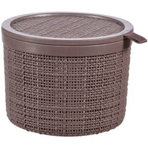 Storage basket with lid round Jute 17 x 13 cm brown CURVER