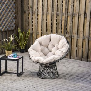 Outsunny 360° Swivel Rattan Chair Outdoor Wicker Chairs w/ Padded Cushion