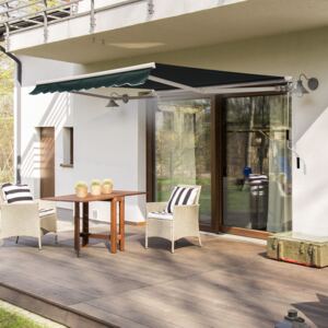 Outsunny Manual Retractable Awning, size (2.5m x 2m)-Dark Green