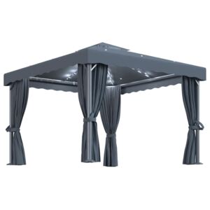VidaXL Gazebo with Curtain and String Lights 3x3 m Anthracite