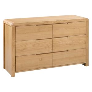 Curve Solid Oak 6 Drawers Chest