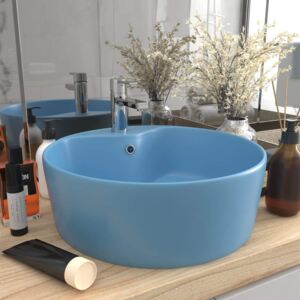 Luxury Light Blue Ceramic Overflow Wash Basin