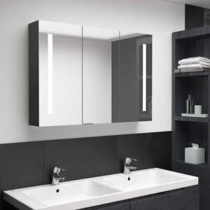 Aston Dual LED 3 Mirror Doors Shining Black Bathroom Cabinet