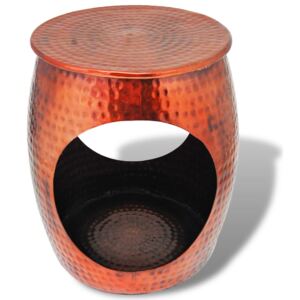 Hocker/Side Table Barrel Shape Copper Brown