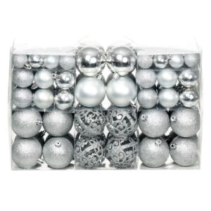 100 Piece Christmas Ball Set 6 cm Silver