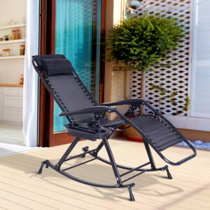 Outsunny Folding Recliner Chair Outdoor Lounge Rocker Zero-Gravity Seat w/ Headrest