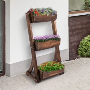 Outsunny 3-Tier Raised Garden Bed Freestanding Outdoor Wooden Flower Rack Vertical Flower Pot Stands, 61 x 48 x 118 cm