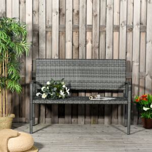 Outsunny Patio Rattan 2 Seater Garden Bench Wicker Weave Love Seater Armchair Furniture Outdoor Garden Conservatory Chair Grey
