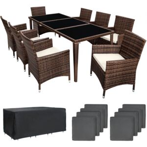 Tectake 401162 rattan garden furniture set monaco aluminium with protective cover - black/brown