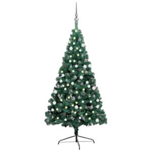 Artificial Half Christmas Tree with LEDs&Ball Set Green 120 cm