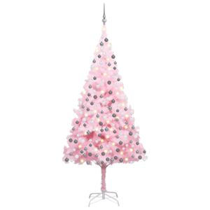 Artificial Christmas Tree with LEDs&Ball Set Pink 210 cm PVC