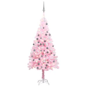 Artificial Christmas Tree with LEDs&Ball Set Pink 120 cm PVC