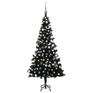 Artificial Christmas Tree with LEDs&Ball Set Black 120 cm PVC