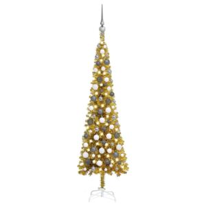Slim Christmas Tree with LEDs&Ball Set Gold 120 cm
