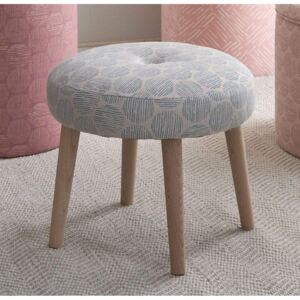 Dunes Reef Stool with Wood Legs - 40cm Diameter x H 36cm / Blue / Cotton and Wood