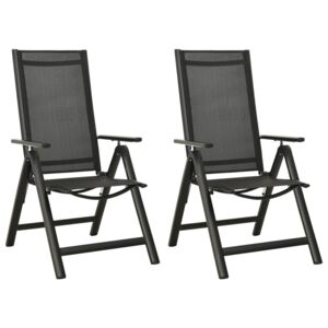 VidaXL Folding Garden Chairs 2 pcs Textilene and Aluminium Anthracite