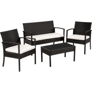 Tectake 401483 rattan garden furniture set sparta 3+1 - black