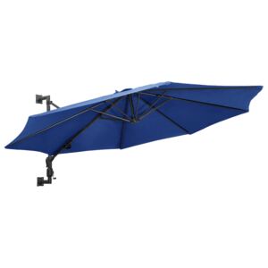 VidaXL Wall-Mounted Parasol with Metal Pole 300 cm Blue