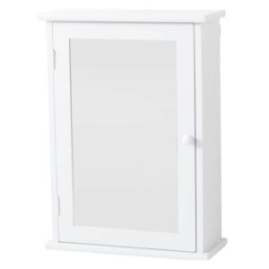 Classic Mirrored Single Door Cabinet - White