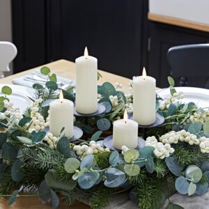 Eucalyptus Advent Wreath & Slim Ivory TruGlow® Candle Table Decoration