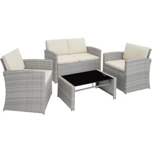 Tectake 403698 rattan garden furniture lounge lucca, variant 2 - light grey