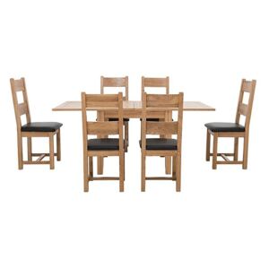 Furnitureland - California Solid Oak Flip Top Extending Table and 6 Wooden Chairs