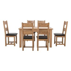 Furnitureland - California Solid Oak Rectangular Extending Table and 6 Wooden Chairs