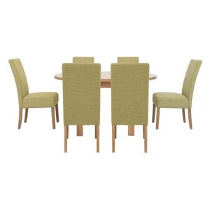 Furnitureland - California Solid Oak Round Extending Table and 6 Fabric Chairs