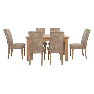 Furnitureland - California Solid Oak Rectangular Extending Table and 6 Faux Suede Chairs