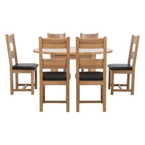 Furnitureland - California Solid Oak Round Extending Table and 6 Wooden Chairs