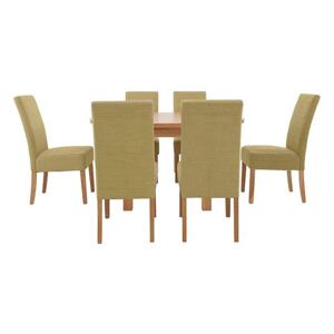 Furnitureland - California Solid Oak Rectangular Extending Table and 6 Fabric Chairs